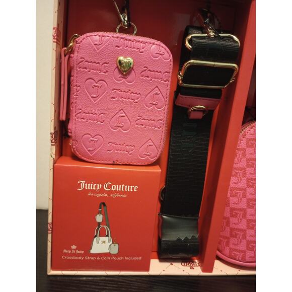 Juicy Couture Pink 3 Piece Bowler Set NWT NIB w/ Crossbody strap &‎ Coin Pouch - Picture 4 of 5
